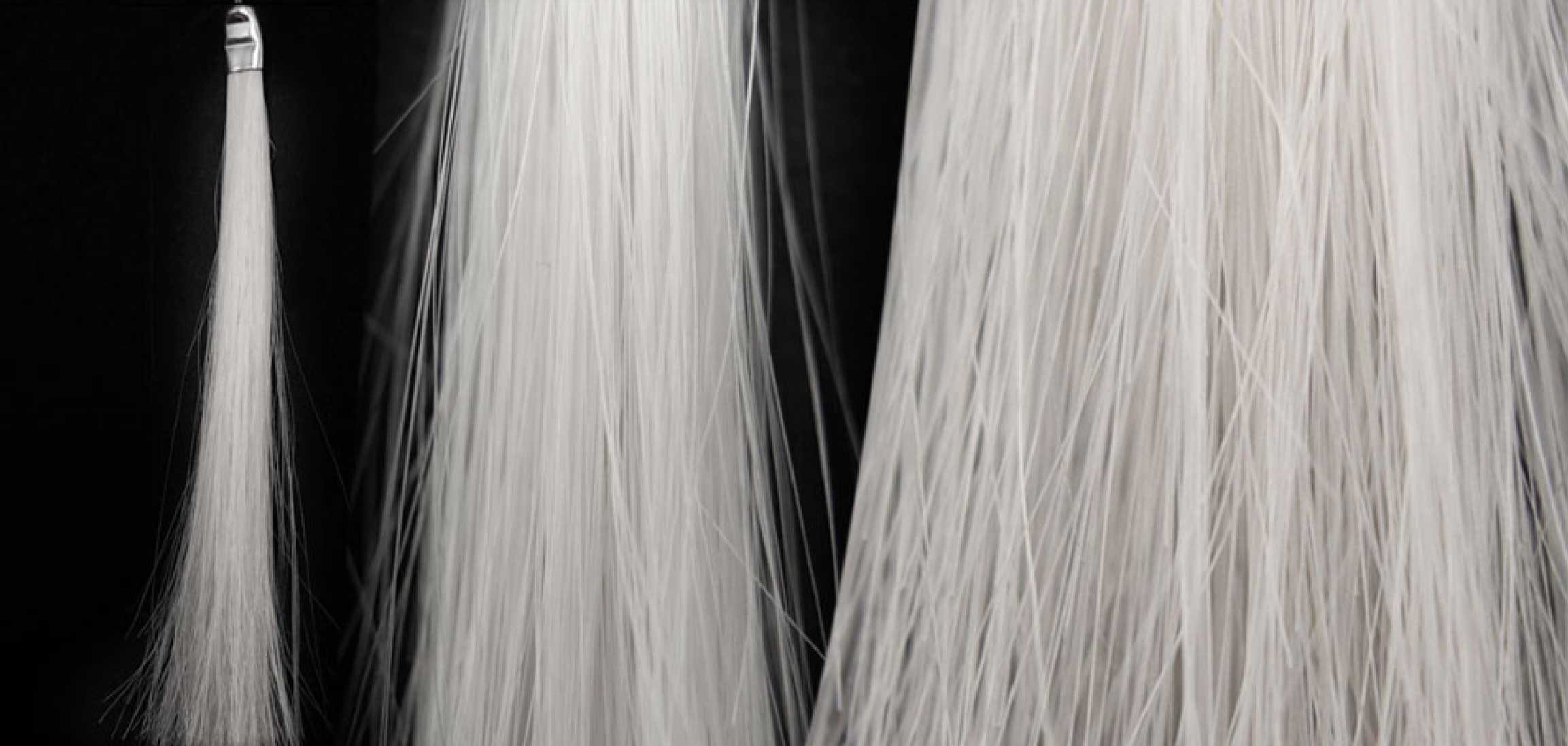 Close-up of synthetic hair system strands